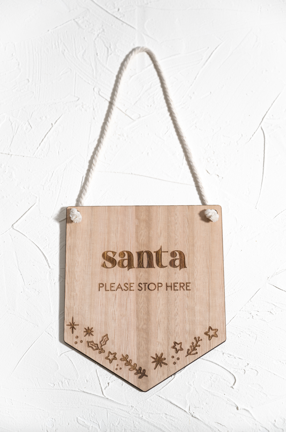 Hanging Santa Please Stop Here Sign