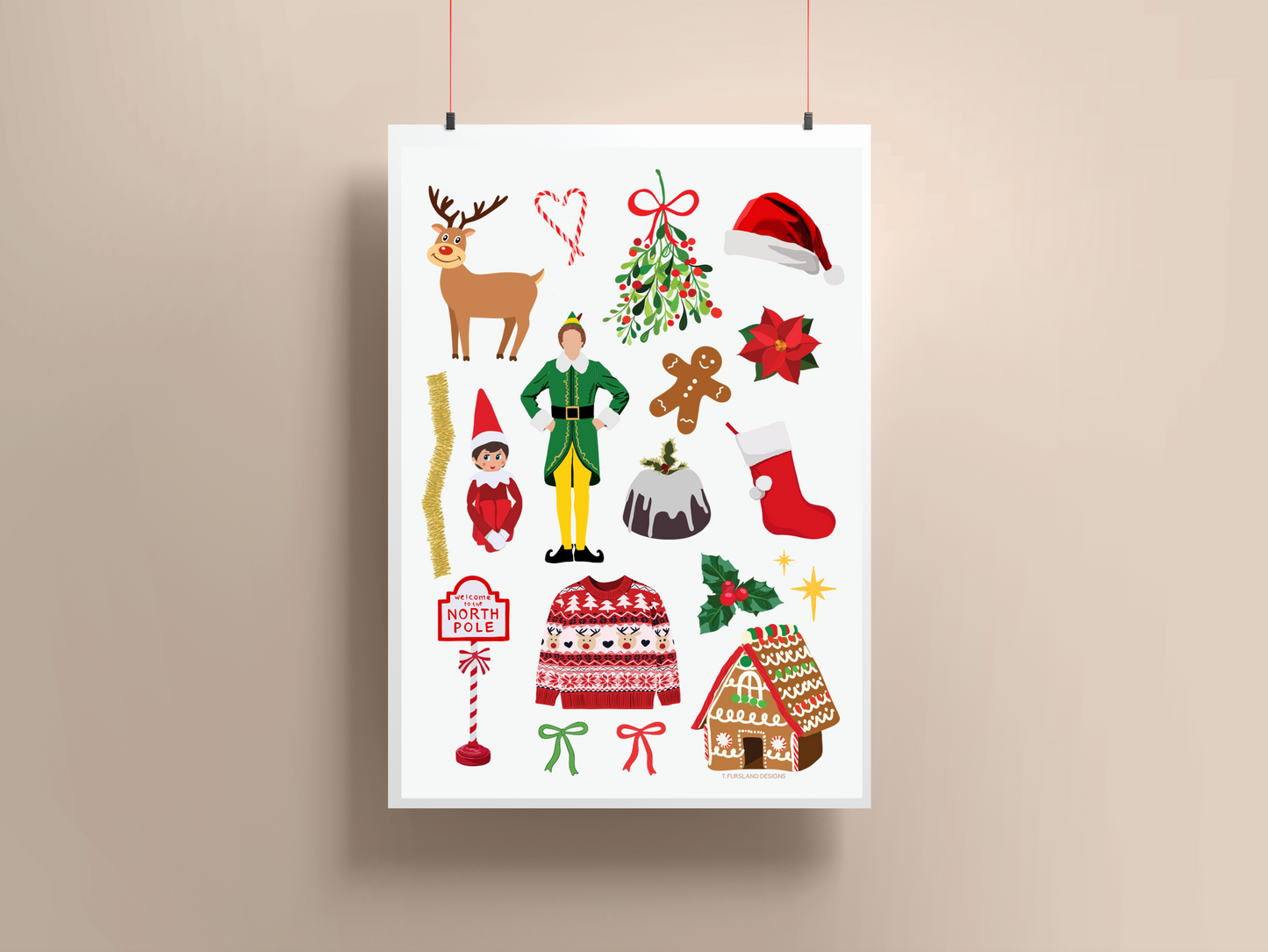 'Christmas Time' Tea Towel