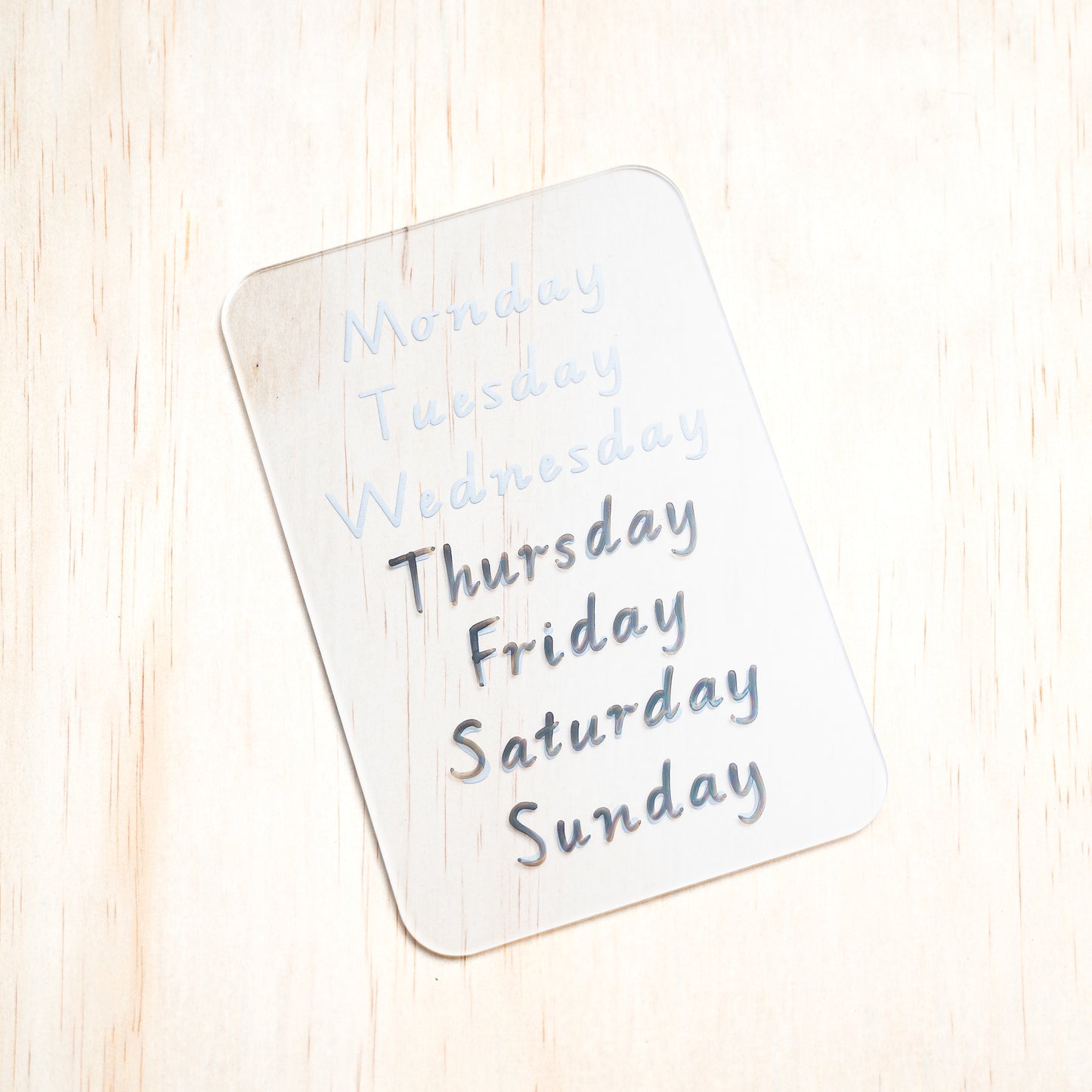 Days of the Week Tracing Board