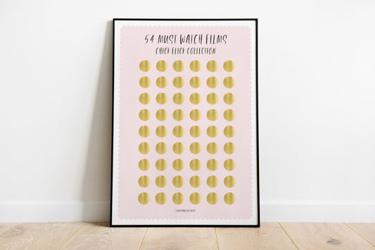 54 Must Watch Films Scratch Off Poster - Chick Flick Collection