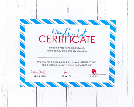 Naughty List Certificate - Printable