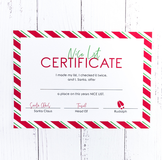 Nice List Certificate - Printable